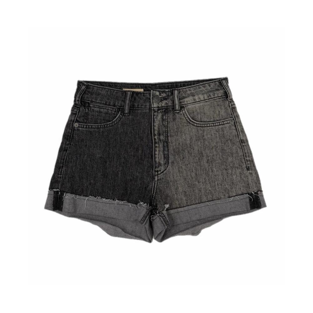 Pilcro Anthropologie The Signature High Rise Two-Tone Black & Gray Denim Shorts